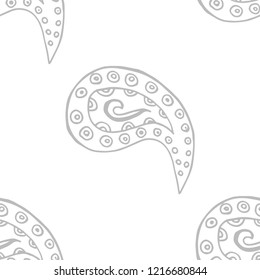 paisley seamless pattern, hand drawn indian cucumber, sketch