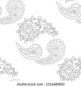 paisley seamless pattern, hand drawn indian cucumber, sketch