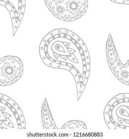 paisley seamless pattern, hand drawn indian cucumber, sketch
