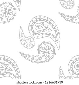 paisley seamless pattern, hand drawn indian cucumber, sketch