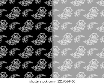 paisley seamless pattern, hand drawn indian cucumber, sketch
