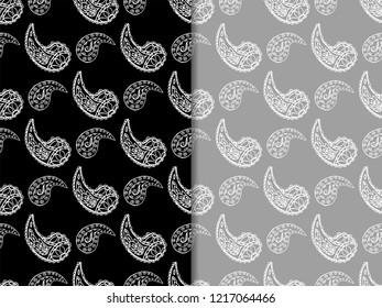 paisley seamless pattern, hand drawn indian cucumber, sketch