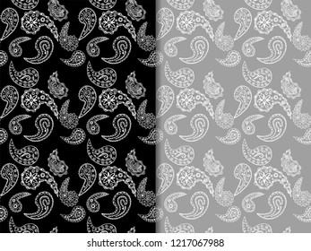 paisley seamless pattern, hand drawn indian cucumber, sketch