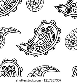 paisley seamless pattern, hand drawn indian cucumber, sketch