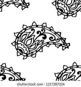 paisley seamless pattern, hand drawn indian cucumber, sketch
