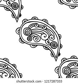 paisley seamless pattern, hand drawn indian cucumber, sketch