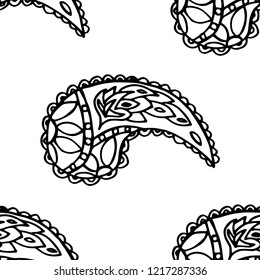paisley seamless pattern, hand drawn indian cucumber, sketch