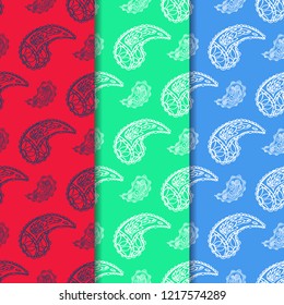 paisley seamless pattern, hand drawn indian cucumber, sketch
