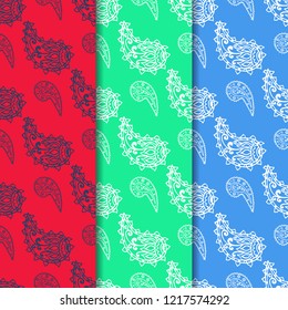 paisley seamless pattern, hand drawn indian cucumber, sketch