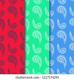 paisley seamless pattern, hand drawn indian cucumber, sketch