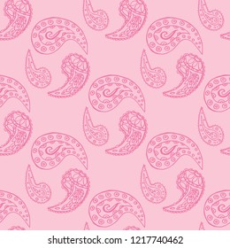 paisley seamless pattern, hand drawn indian cucumber, sketch