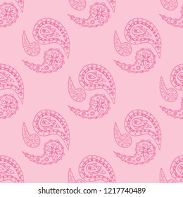 paisley seamless pattern, hand drawn indian cucumber, sketch