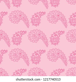 paisley seamless pattern, hand drawn indian cucumber, sketch