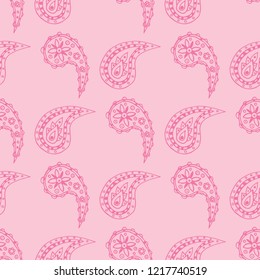 paisley seamless pattern, hand drawn indian cucumber, sketch