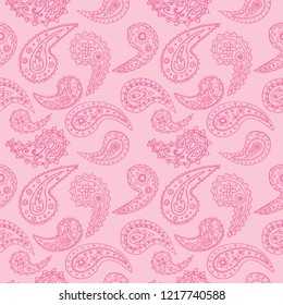 paisley seamless pattern, hand drawn indian cucumber, sketch