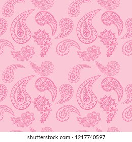 paisley seamless pattern, hand drawn indian cucumber, sketch