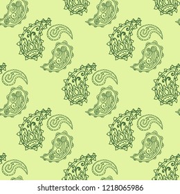 paisley seamless pattern, hand drawn indian cucumber, sketch
