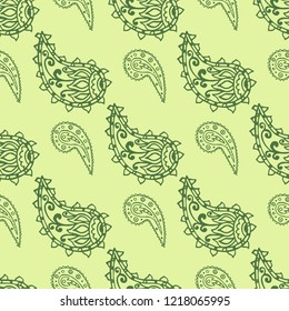 paisley seamless pattern, hand drawn indian cucumber, sketch