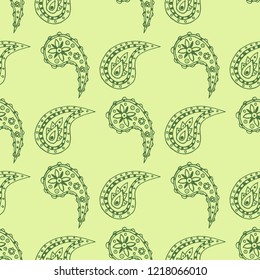 paisley seamless pattern, hand drawn indian cucumber, sketch