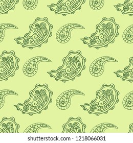 paisley seamless pattern, hand drawn indian cucumber, sketch