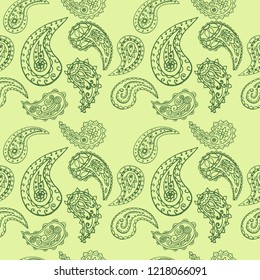 paisley seamless pattern, hand drawn indian cucumber, sketch