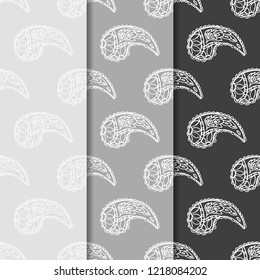 paisley seamless pattern, hand drawn indian cucumber, sketch