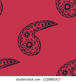 paisley seamless pattern, hand drawn indian cucumber, sketch