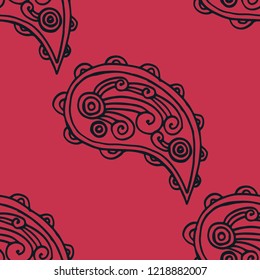 paisley seamless pattern, hand drawn indian cucumber, sketch