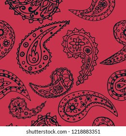 paisley seamless pattern, hand drawn indian cucumber, sketch