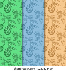 paisley seamless pattern, hand drawn indian cucumber, sketch