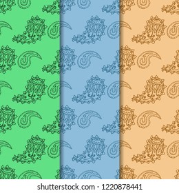 paisley seamless pattern, hand drawn indian cucumber, sketch