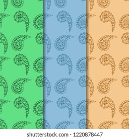 paisley seamless pattern, hand drawn indian cucumber, sketch
