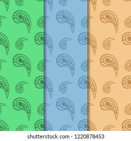 paisley seamless pattern, hand drawn indian cucumber, sketch