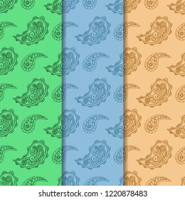 paisley seamless pattern, hand drawn indian cucumber, sketch