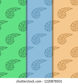 paisley seamless pattern, hand drawn indian cucumber, sketch