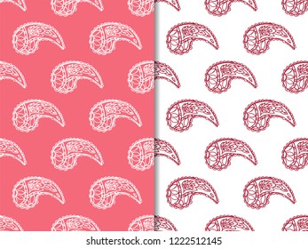 paisley seamless pattern, hand drawn indian cucumber, sketch