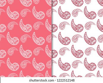 paisley seamless pattern, hand drawn indian cucumber, sketch