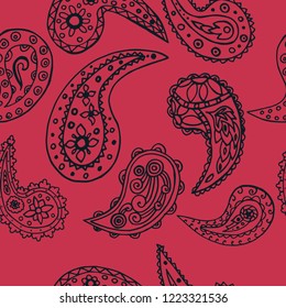 paisley seamless pattern, hand drawn indian cucumber, sketch