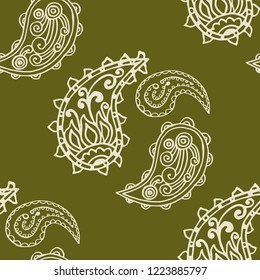 paisley seamless pattern, hand drawn indian cucumber, sketch