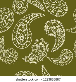 paisley seamless pattern, hand drawn indian cucumber, sketch