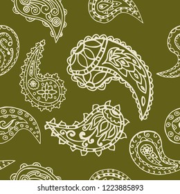 paisley seamless pattern, hand drawn indian cucumber, sketch