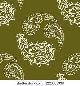 paisley seamless pattern, hand drawn indian cucumber, sketch