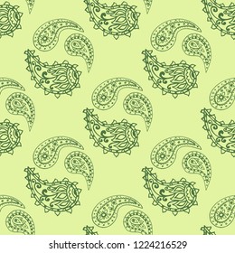 paisley seamless pattern, hand drawn indian cucumber, sketch