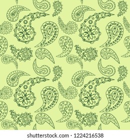 paisley seamless pattern, hand drawn indian cucumber, sketch