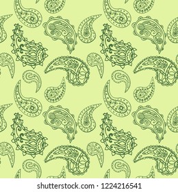 paisley seamless pattern, hand drawn indian cucumber, sketch