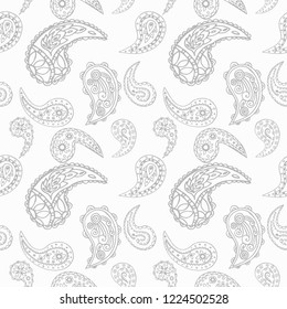 paisley seamless pattern, hand drawn indian cucumber, sketch