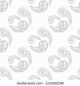 paisley seamless pattern, hand drawn indian cucumber, sketch