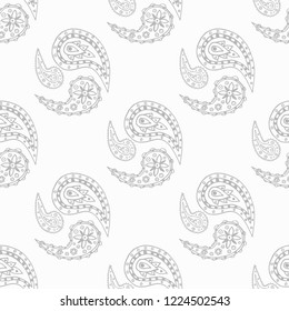 paisley seamless pattern, hand drawn indian cucumber, sketch