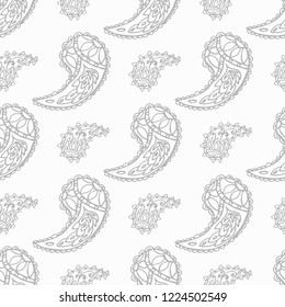 paisley seamless pattern, hand drawn indian cucumber, sketch
