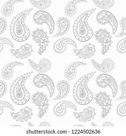 paisley seamless pattern, hand drawn indian cucumber, sketch